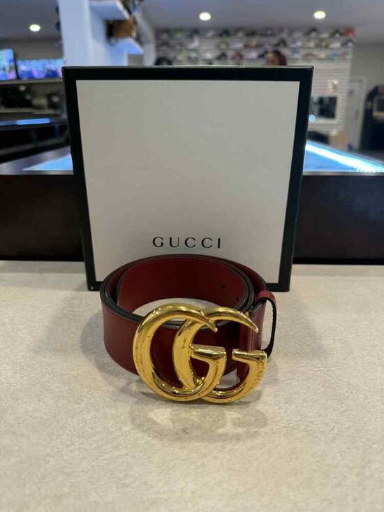 Gucci Red Leather Belt 1.5\
